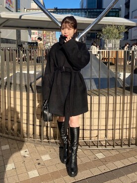 「Chico（チコ）のアイテム（チェスターコート）」を使った、Chicoさん（レディース・153cm）の冬コーディネート