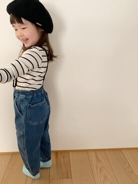 「petit main（プティマイン）のアイテム（ハンチング/ベレー帽）」を使った、keey017rさん（キッズ・110cm）の冬コーディネート