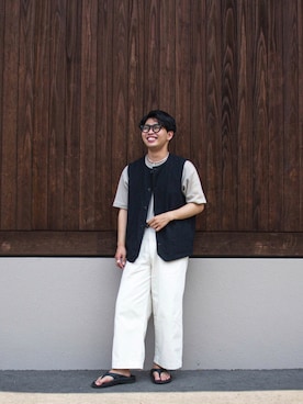 「RYO TAKASHIMA（リョウタカシマ）のアイテム（チノパンツ）」を使った、kaiseiさん（メンズ・166cm）の夏コーディネート