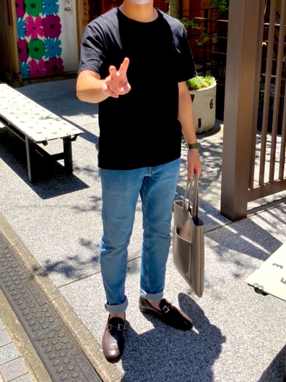 「夏の和物語、夏コーデ、ビッグシルエット、白Tシャツ、夏だ！Tシャツ着よう！」｜「BLACK LABEL CRESTBRIDGEのアイテム（Tシャツ/カットソー、ブラック系）」を使った、TomoKiMaさん（メンズ・166cm）の夏コーディネートの1枚目の写真