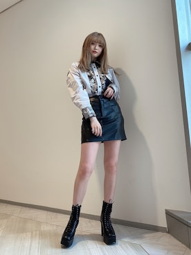 「カラー×コーデ」｜「アイテム（ブーツ）」を使った、MYUさん（レディース・165cm）の春コーディネート