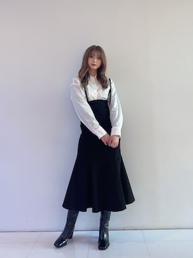「モノートーン」｜MYUさん（レディース・165cm）の冬コーディネート