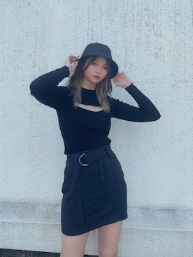 「envym_staff」｜「アイテム（帽子）」を使った、MYUさん（レディース・165cm）の夏コーディネート