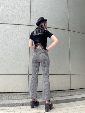 「envym_staff」｜「アイテム（帽子）」を使った、MYUさん（レディース・165cm）の夏コーディネート