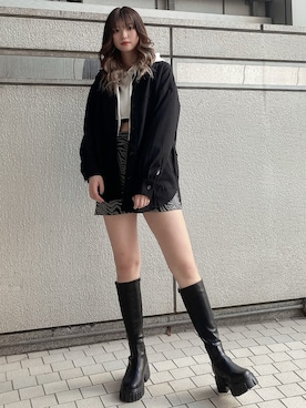 「アイテム（キャミソール、ブラック系）」を使った、MYUさん（レディース・165cm）の秋コーディネート