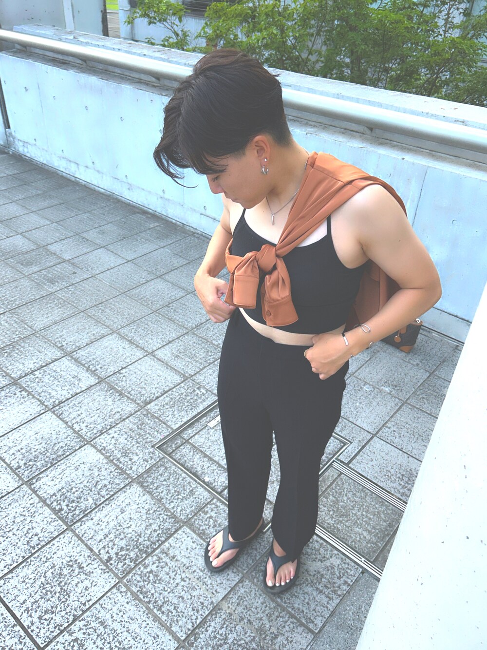 「GUのアイテム（キャミソール、ブラック系）」を使った、kaaaaazk25さん（レディース・162cm）の夏コーディネートの1枚目の写真