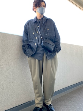 「スウエットパンツ」｜「アイテム（デニムジャケット）」を使った、Oshumanさん（メンズ・170cm）の秋コーディネート