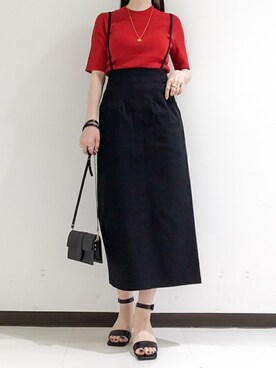 「Rouge vif（ルージュヴィフ）のアイテム（トップス、レッド系）」を使った、すずらんさん（レディース・161cm）の夏コーディネート