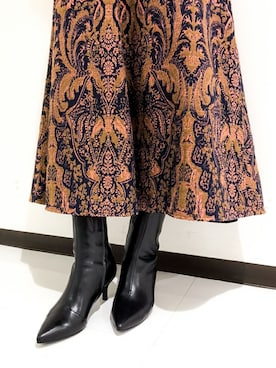 「PICHE ABAHOUSE（ピシェ アバハウス）の【最高ブーツ/6cmヒール】ポインテッドトゥブーツ（ブーツ、ブラック系）」を使った、すずらんさん（レディース・161cm）の秋コーディネート