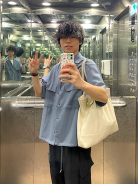 「アイテム（トートバッグ）」を使った、ユンさん（メンズ・174cm）の夏コーディネート