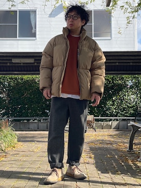 「Clarks（クラークス）のアイテム」を使った、はせぴょんさん（メンズ・159cm）の春コーディネート