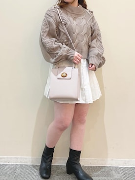 「ブラウンニット」｜「アイテム（ブーツ）」を使った、sayakaさん（レディース・153cm）の冬コーディネート