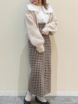 「チェック柄に恋してる」｜「アイテム（バレエシューズ）」を使った、sayakaさん（レディース・153cm）の秋コーディネート