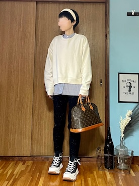 「H&M（エイチ・アンド・エム）のアイテム（ヘアアクセサリー）」を使った、komachanmanさん（レディース・156cm）の秋コーディネート