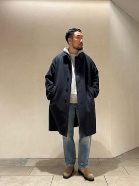 「ベーシック/トラッド」｜「アイテム（ステンカラーコート）」を使った、muraoさん（メンズ・175cm）の冬コーディネート
