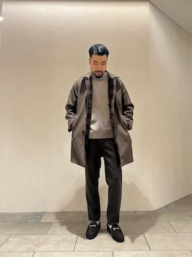 「アイテム（ステンカラーコート、ブラウン系）」を使った、muraoさん（メンズ・175cm）の秋コーディネート