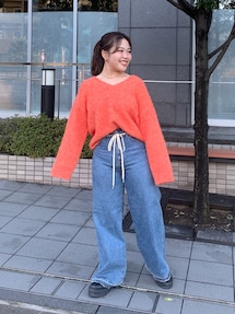 ungridウエストデザインルーズデニム アングリッド Ungrid Ungrid ウエストデザインルーズデニム（ブルー