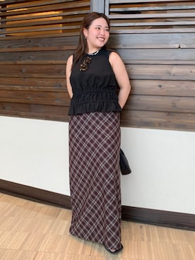 「アイテム（タンクトップ）」を使った、田口七海さん（レディース・151cm）の夏コーディネート