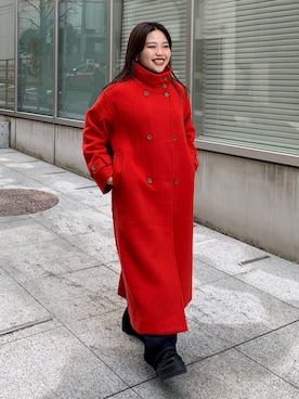 「Ungrid（アングリッド）のアイテム（その他アウター）」を使った、田口七海さん（レディース・151cm）の冬コーディネート