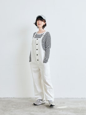 「公園コーデ」｜「アイテム（オールインワン・サロペット）」を使った、narufactoryさん（レディース・164cm）の春コーディネート