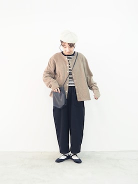 「30代ファッション」｜「アイテム（スラックス）」を使った、narufactoryさん（レディース・160cm）の冬コーディネート