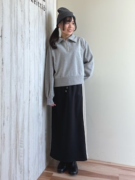 「Samansa Mos2 blue（サマンサモスモスブルー）のアイテム（帽子）」を使った、87さん（レディース・155cm）の冬コーディネート