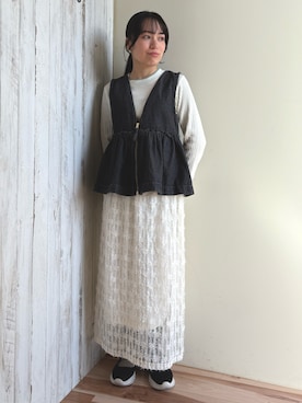 「Samansa Mos2 blue（サマンサモスモスブルー）のアイテム（ベスト）」を使った、87さん（レディース・155cm）の冬コーディネート