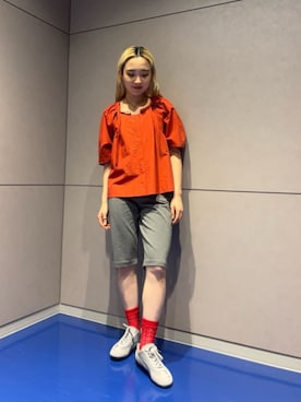 「PUMA（プーマ）のアイテム」を使った、MOMOKA YANAGIYAさん（レディース・158cm）の夏コーディネート