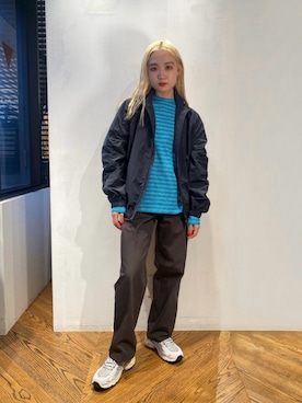 「ベーシック/トラッド」｜「アイテム（ブルゾン）」を使った、MOMOKA YANAGIYAさん（レディース・158cm）の春コーディネート