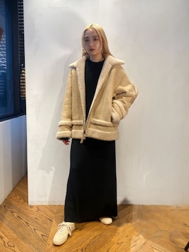 「BEAUTY&YOUTH UNITED ARROWS（ビューティーアンドユースユナイテッドアローズ）のアイテム（ワンピース）」を使った、MOMOKA YANAGIYAさん（レディース・158cm）の冬コーディネート