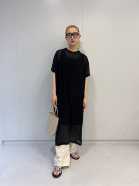 「BEAUTY&YOUTH UNITED ARROWS（ビューティーアンドユースユナイテッドアローズ）のアイテム（サンダル）」を使った、MOMOKA YANAGIYAさん（レディース・158cm）の夏コーディネート