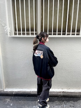 「冬」｜「アイテム（スタジャン）」を使った、toiさん（レディース・156cm）の冬コーディネート