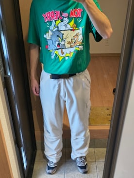 「不明のアイテム（Tシャツ/カットソー、グリーン系）」を使った、shou1129exさん（メンズ・165cm）の夏コーディネート
