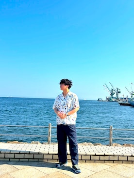 「アイテム（スラックス）」を使った、Andyさん（メンズ・173cm・20代）の夏コーディネート