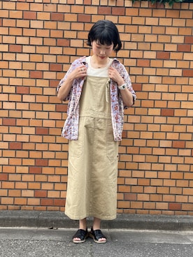 「柄シャツコーデ」｜よしかわさん（レディース・160cm）の夏コーディネート