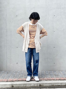 「リメイクデニム」｜「アイテム（デニムパンツ）」を使った、よしかわさん（レディース・160cm）の春コーディネート