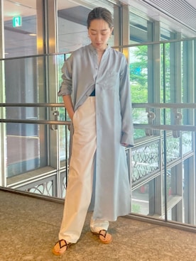 「デイリーカジュアル」｜「アイテム（シャツワンピース）」を使った、Shiotsuki_TOMORROWLANDさん（レディース・157cm）の夏コーディネート