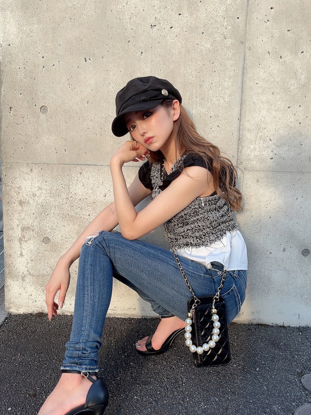 「きれいめカジュアル、大人コーデ、低身長コーデ、モノトーン、ママファッション、ブラック、お仕事コーデ、秋のコーデ、ママコーデ、ママ、低身長、低身長女子、低身長ママ、低身長ママコーデ、Darlingcoco」｜「Darlingcocoのアイテム（トップス、グレー系）」を使った、ダーリンココさん（レディース・152cm）の夏コーディネートの1枚目の写真