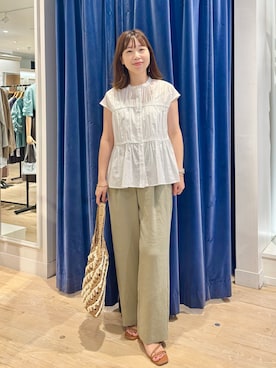 「ナチュラルスタイル」｜「アイテム（アクセサリー）」を使った、すずき ちかさん（レディース・161cm）の夏コーディネート