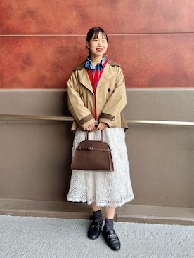「アイテム（トレンチコート）」を使った、すずき ちかさん（レディース・161cm）の秋コーディネート