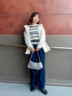 「春ニット」｜「アイテム（ブルゾン）」を使った、すずき ちかさん（レディース・161cm）の冬コーディネート