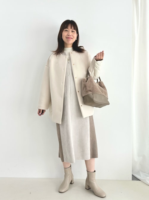 セール】ダンボールニット高密度タフタ切替コート（ノーカラーコート