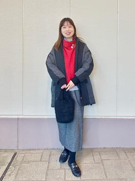 「アイテム（ダッフルコート）」を使った、すずき ちかさん（レディース・161cm）の冬コーディネート