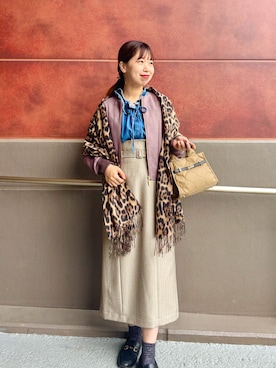 「アイテム（ストール/ショール）」を使った、すずき ちかさん（レディース・161cm）の秋コーディネート
