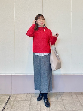 「アイテム（イヤリング）」を使った、すずき ちかさん（レディース・161cm）の冬コーディネート