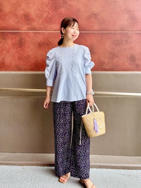 「ペプラムブラウス」｜すずき ちかさん（レディース・161cm）の夏コーディネート
