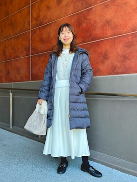 「アイテム（ダッフルコート、グレー系）」を使った、すずき ちかさん（レディース・161cm）の冬コーディネート