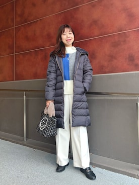 「アイテム（ダッフルコート、グレー系）」を使った、すずき ちかさん（レディース・161cm）の冬コーディネート