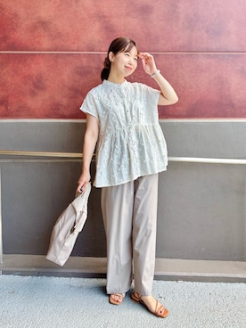 「ぺプラムトップス」｜すずき ちかさん（レディース・161cm）の夏コーディネート