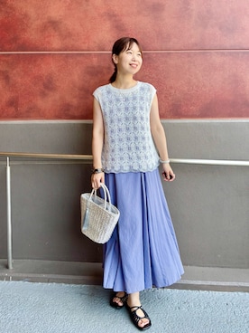 「アイテム（ニット/セーター）」を使った、すずき ちかさん（レディース・161cm）の夏コーディネート